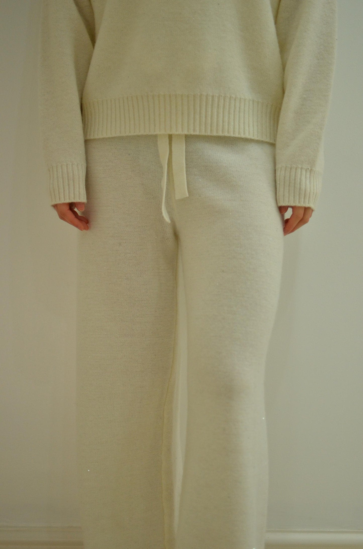 Cashmere Wool Blend Loungewear Set: Sparkling Beads, Adjustable Straps