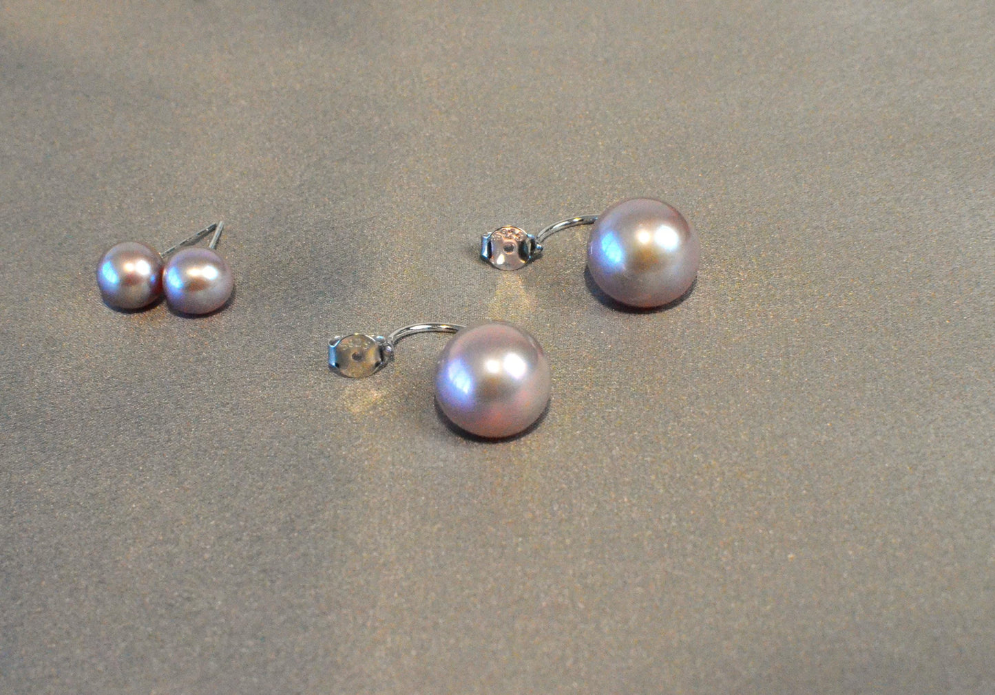 Champagne pink Freshwater Double Pearl Stud Earrings
