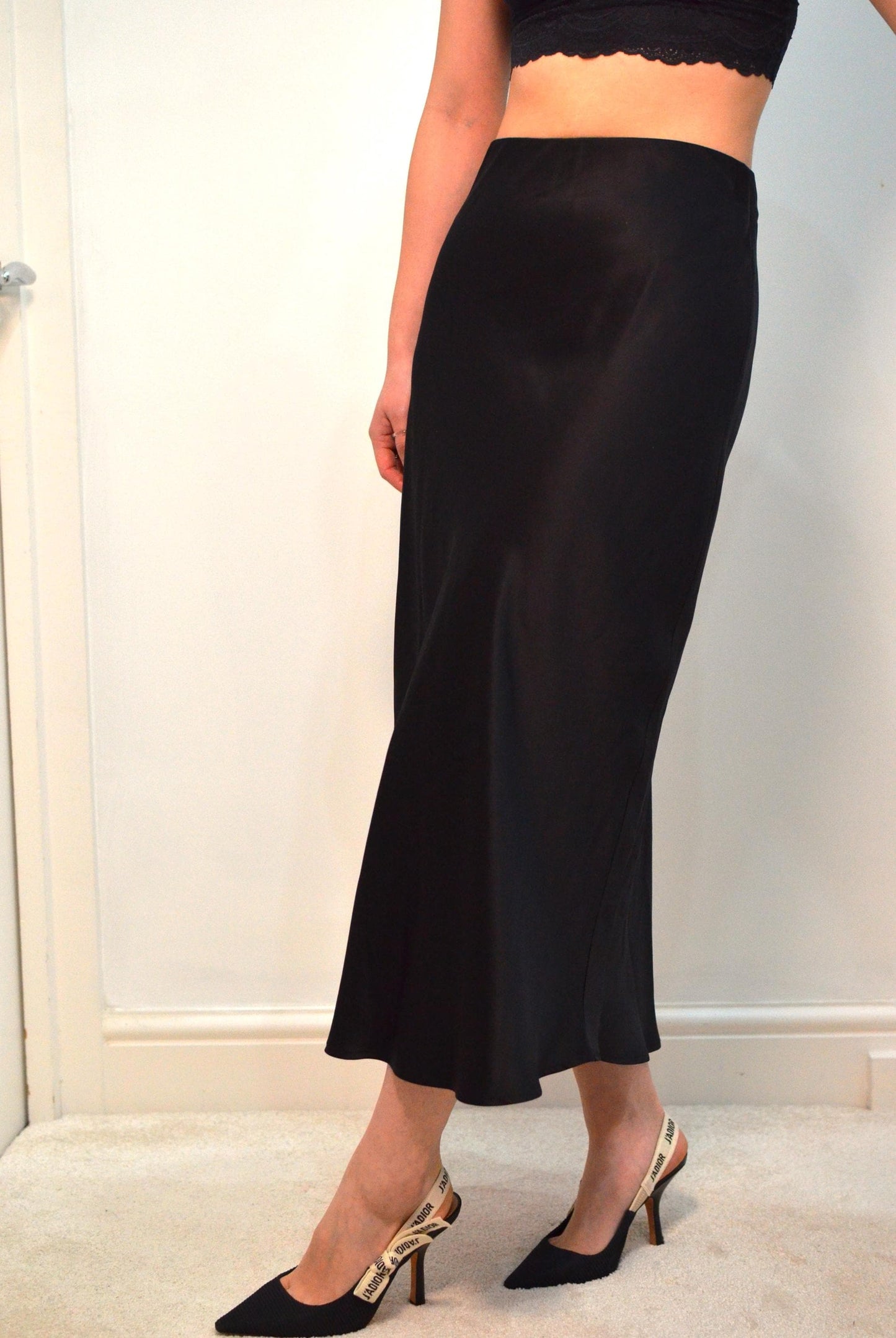 22 Momme Mulberry Silk Midi Skirt - High Waist 6A Grade