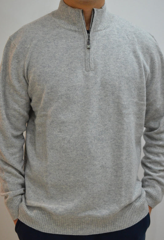 Men's Cashmere Wool Blend Sweater: Zipper Collar Jumper