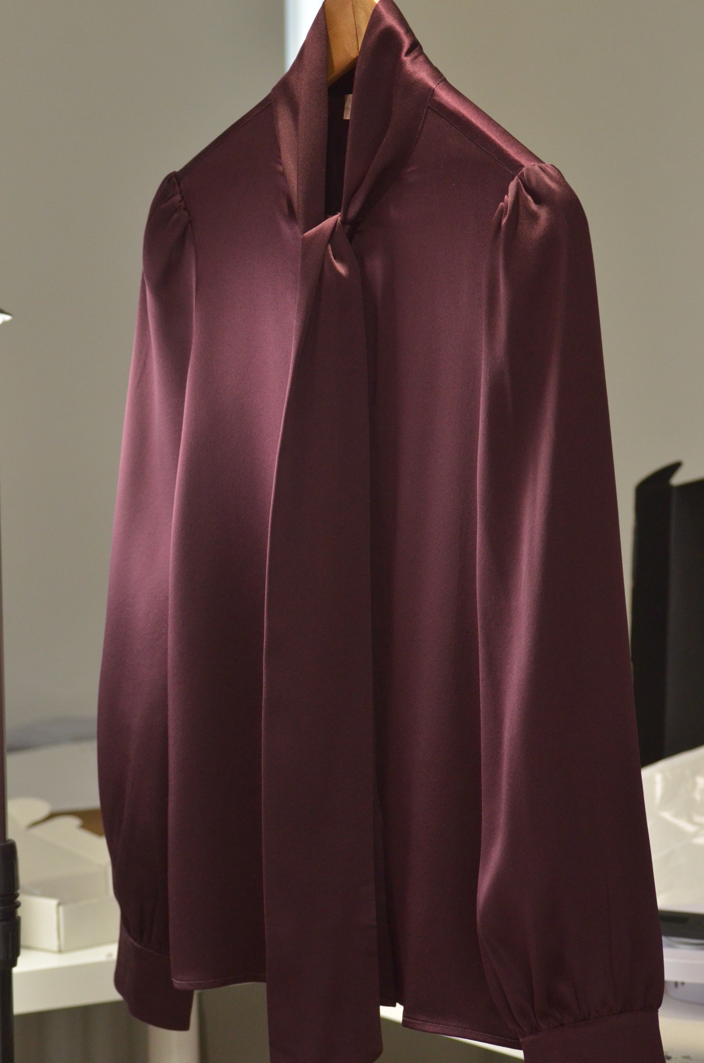 Elegant Mulberry Silk Bow Blouse