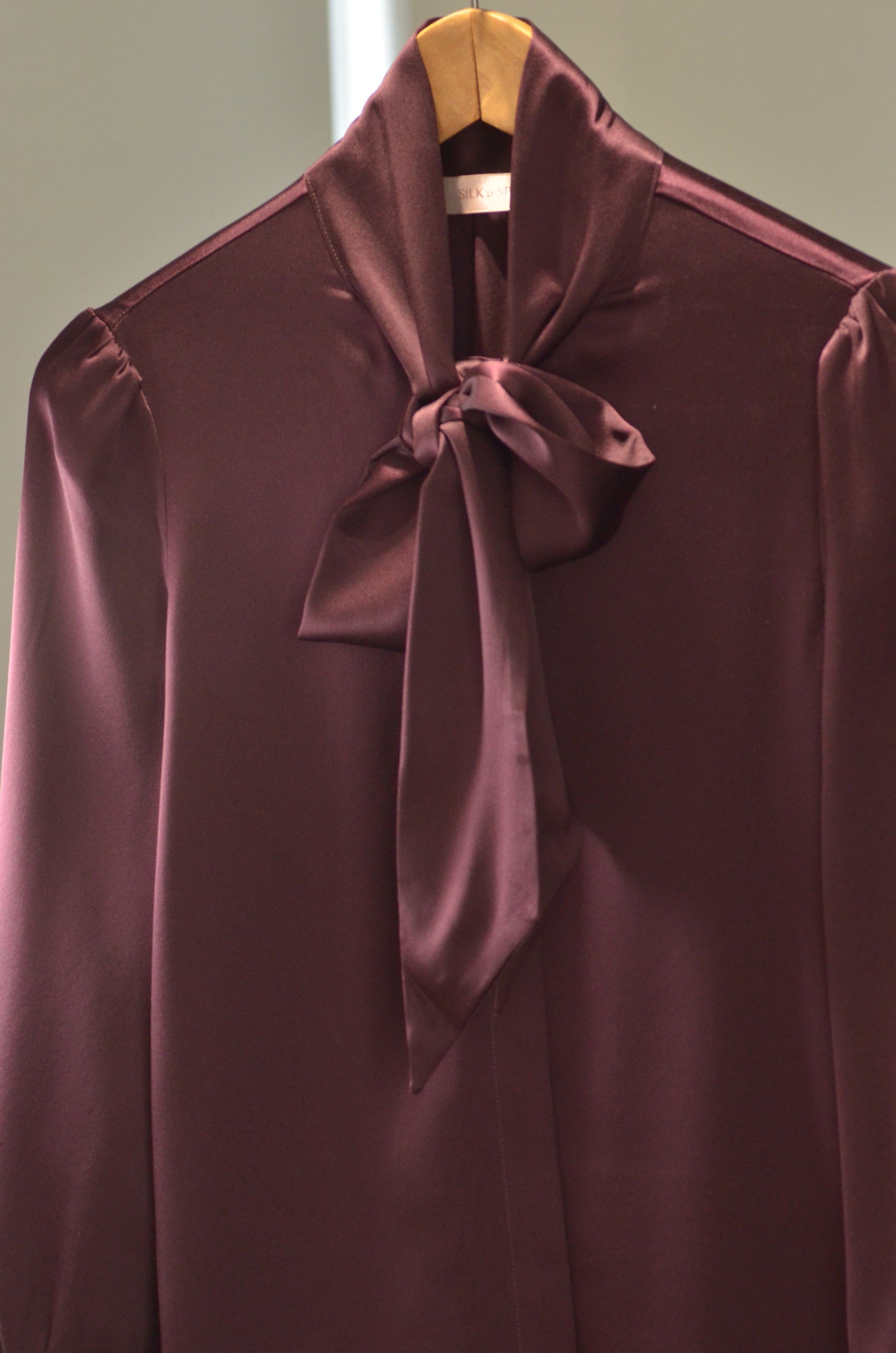 Elegant Mulberry Silk Bow Blouse