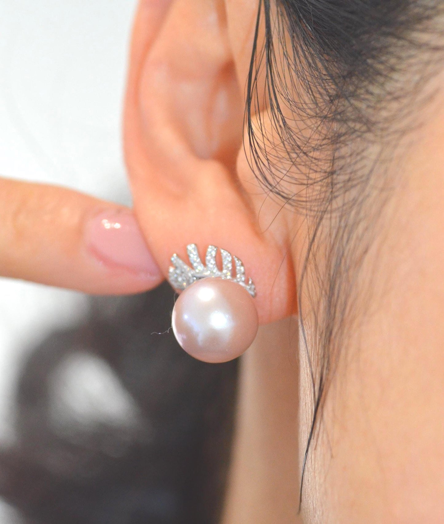 Champagne Rose Pearl earrings