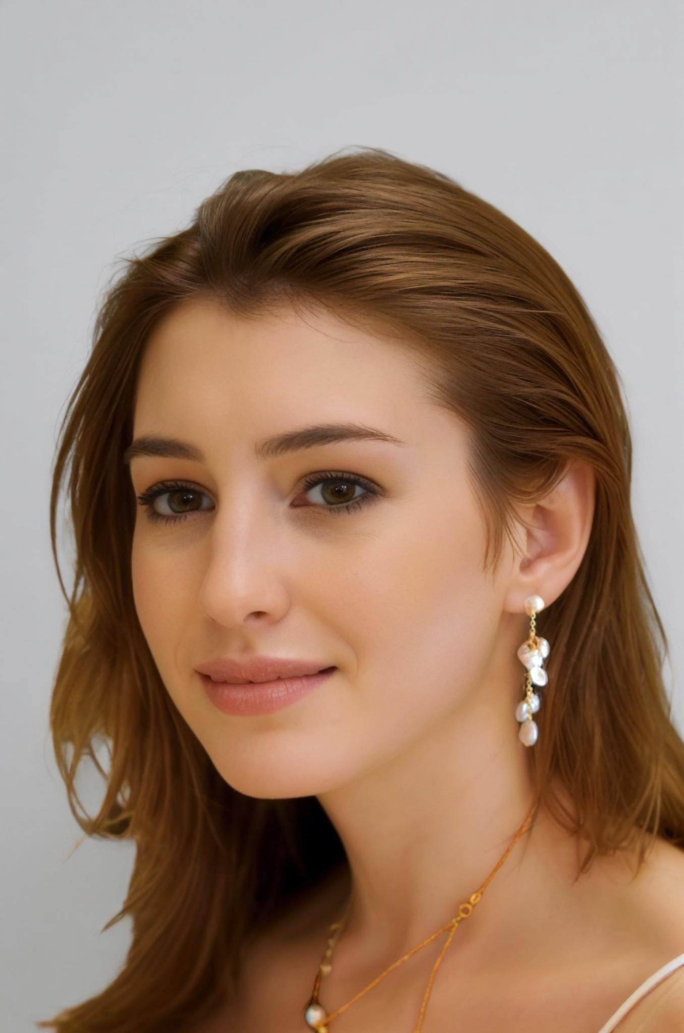 Baroque Pearl Drop Earrings with Gold Chain & Pearl Stud