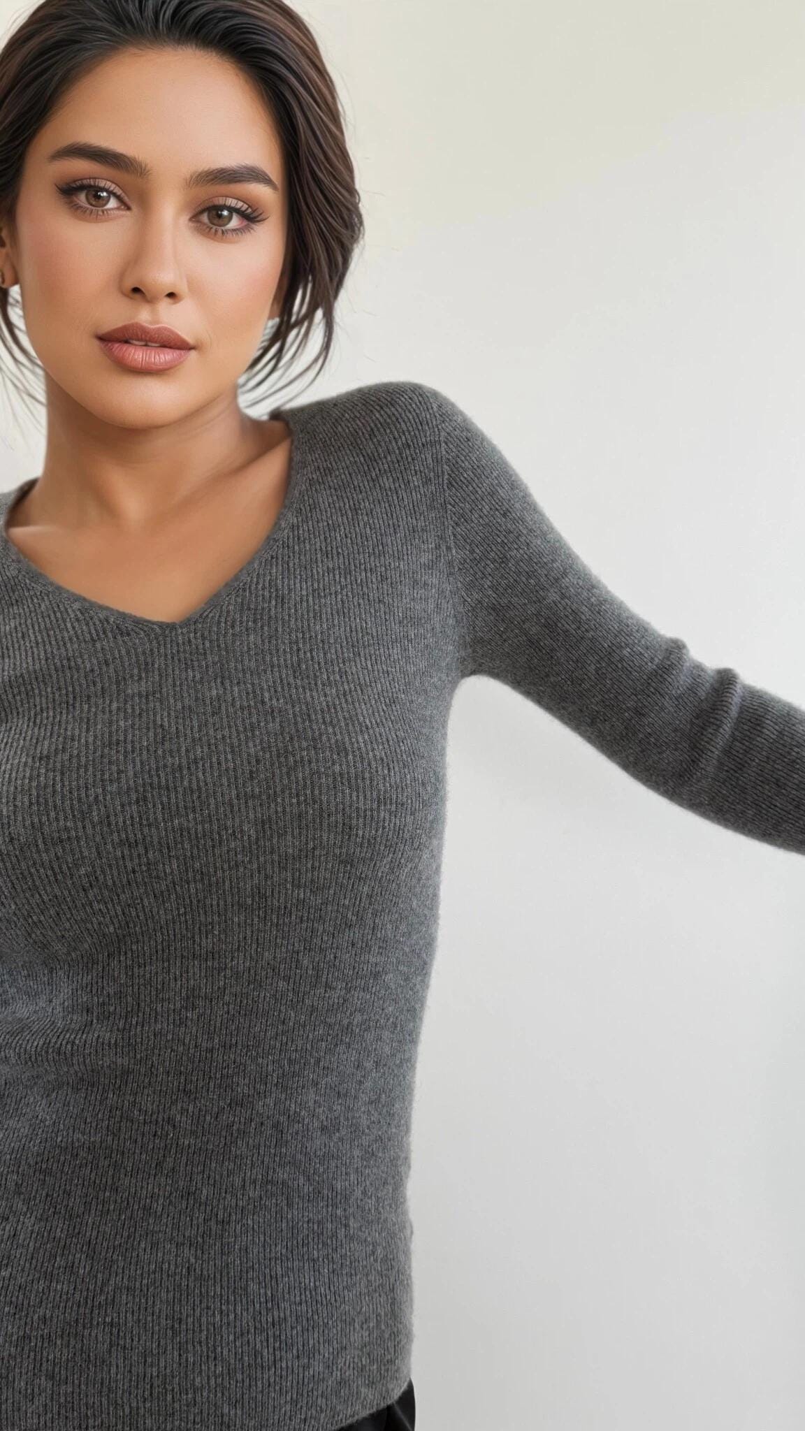 100% Pure Cashmere Slim-Fit Vneck Layering Sweater
