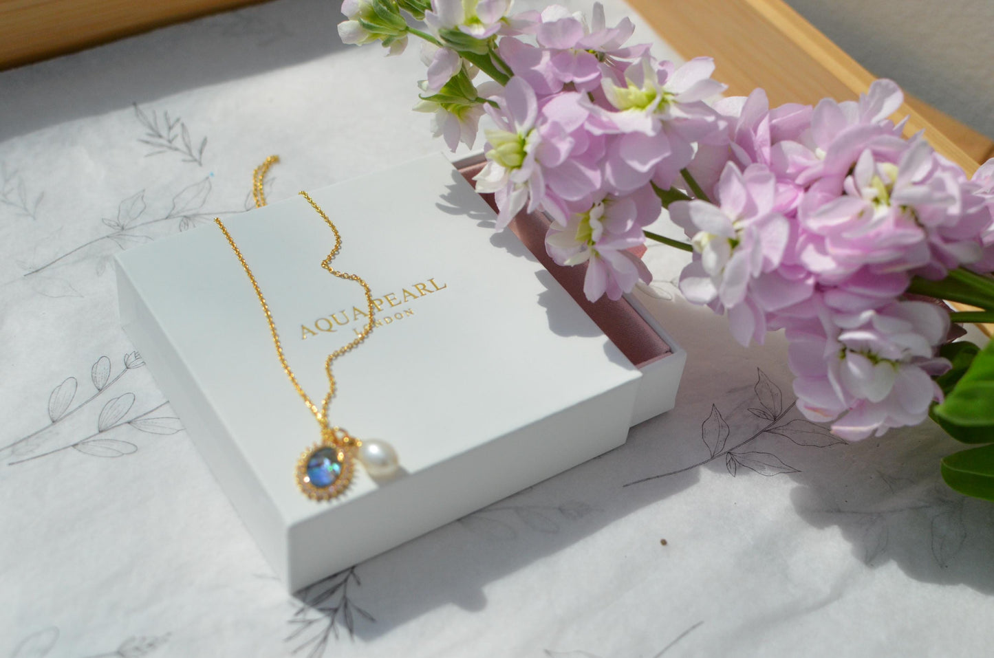 Pearl Abalone Shell Necklace and Earrings Set, Sterling Silver Gold Finish