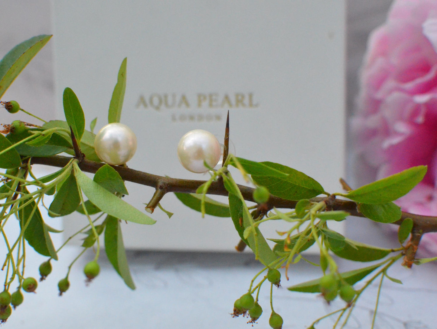 Round Freshwater Pearl Drop Stud Earrings