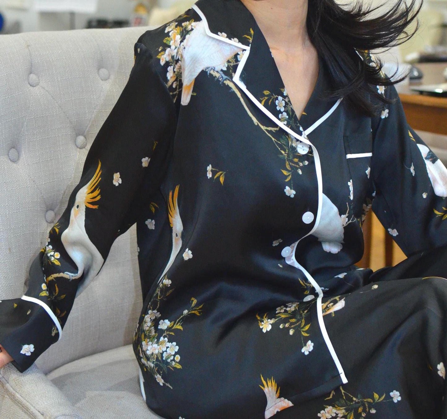 Floral Silk Pajama Set: 19 Momme 6A Grade Mulberry Silk Loungewear