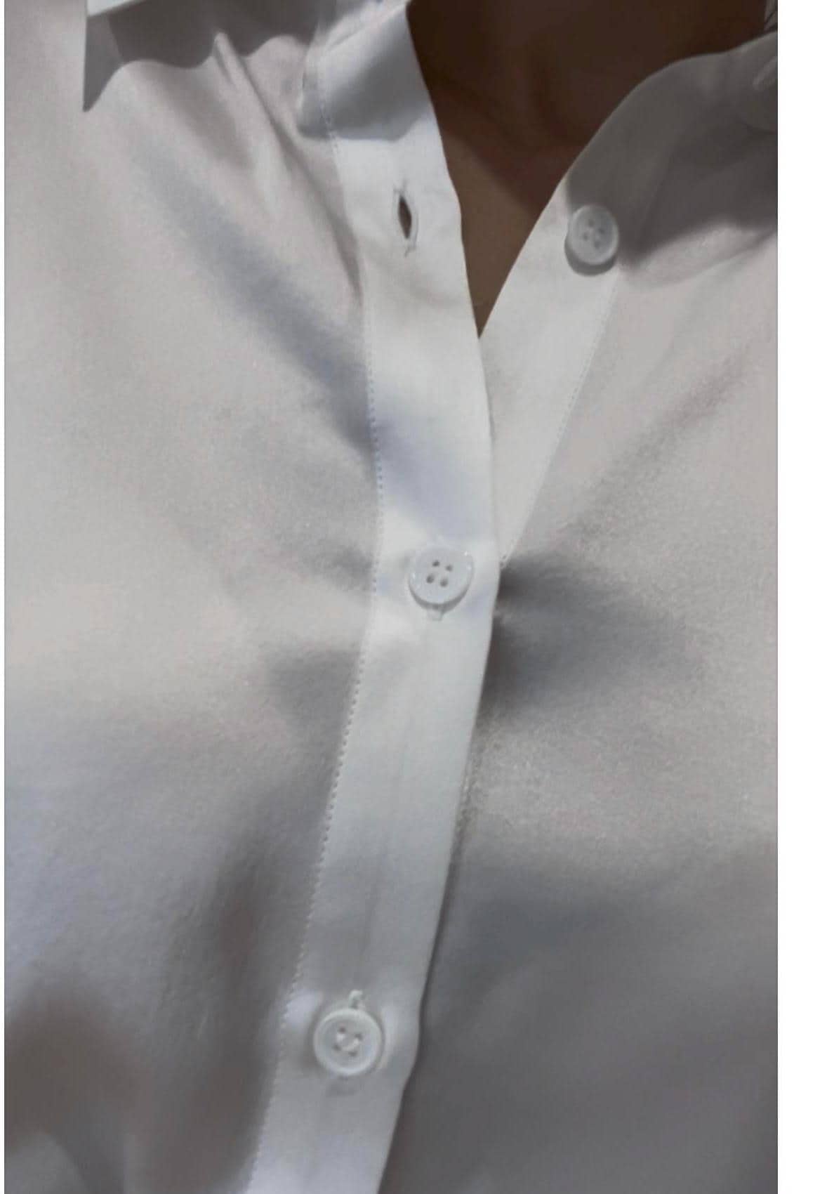 White Mulberry over size  Silk Shirt: 22 Momme Long Sleeve Blouse