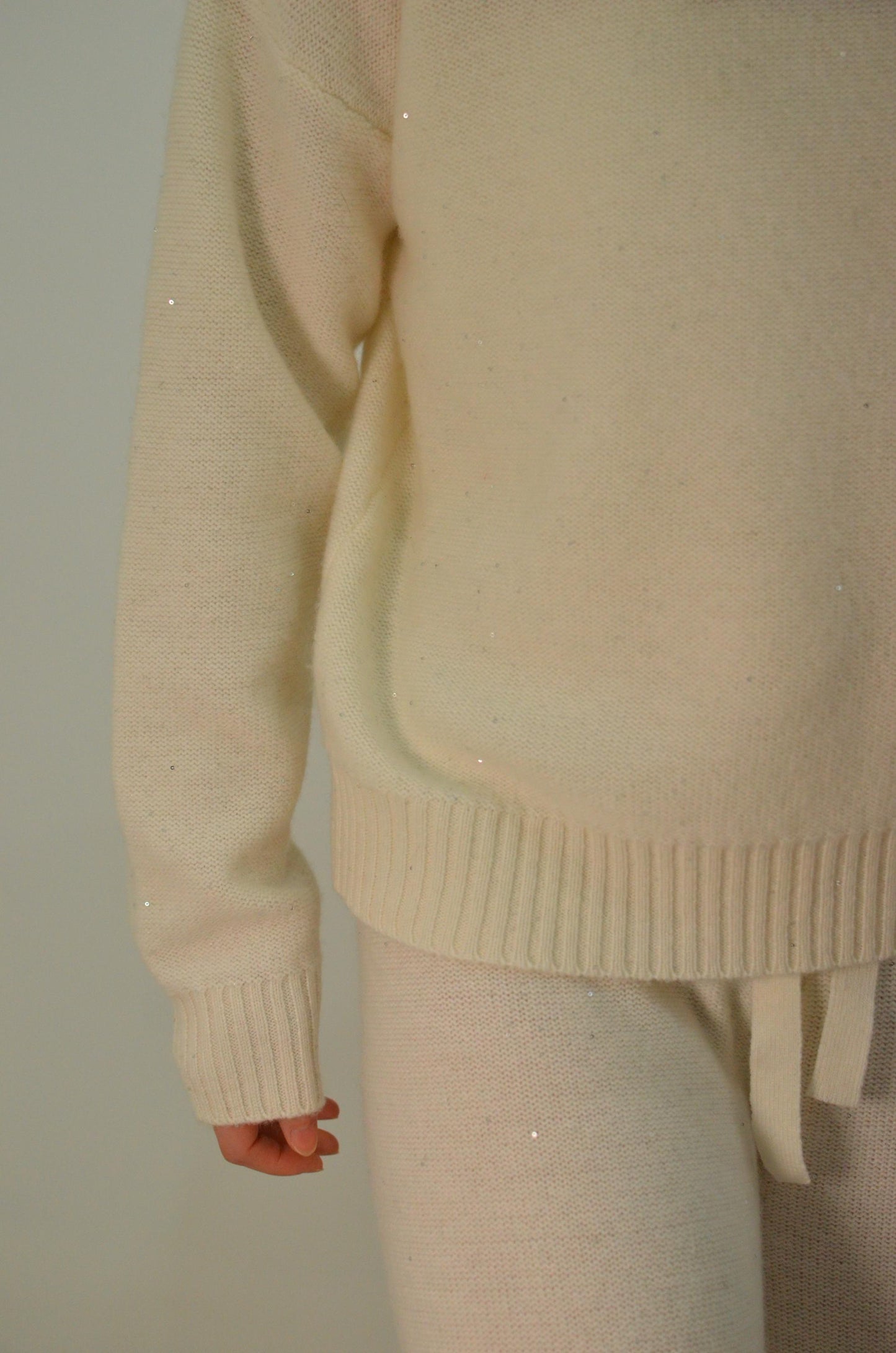 Cashmere Wool Blend Loungewear Set: Sparkling Beads, Adjustable Straps