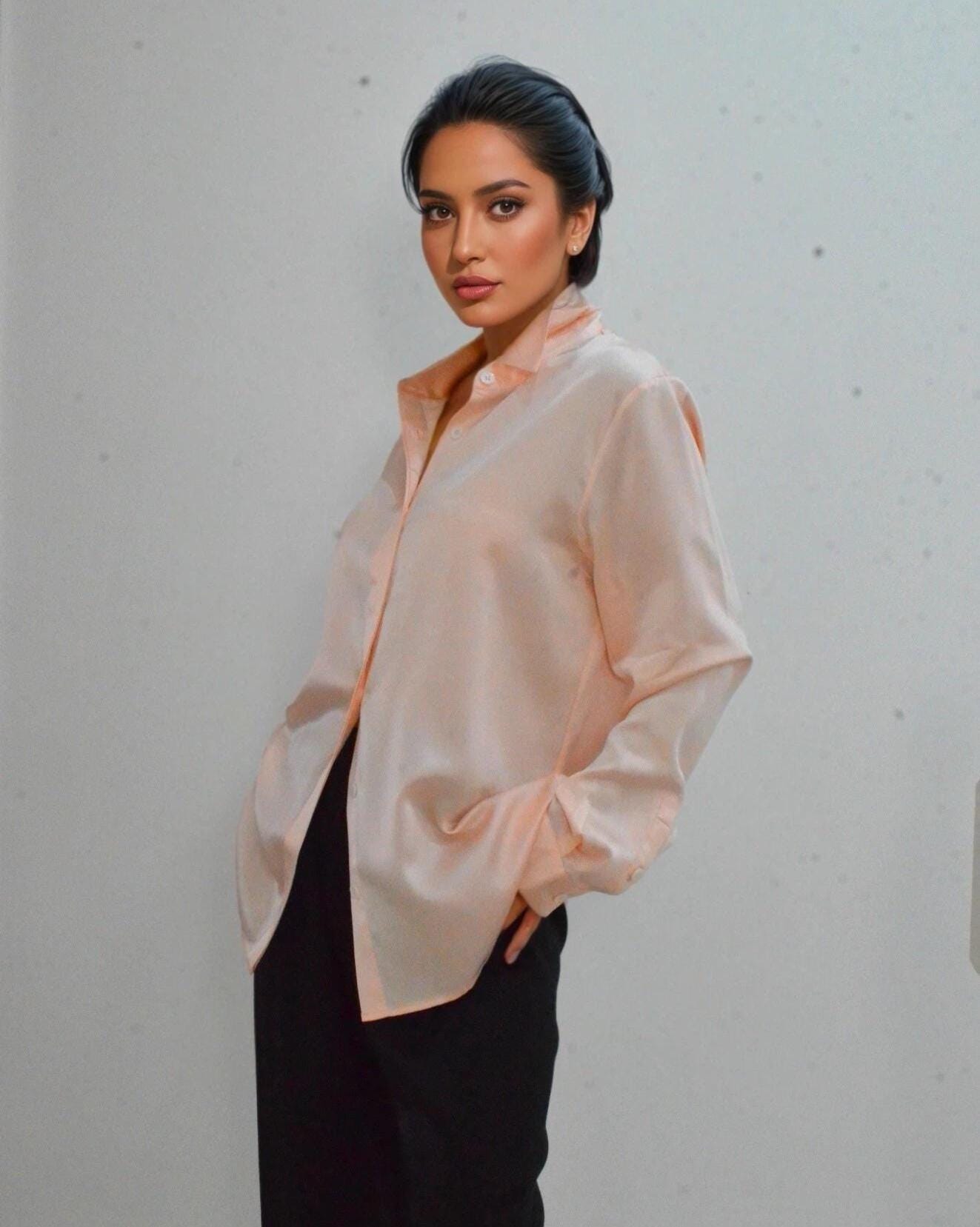 Mulberry Silk Blouse: Long Sleeve Button-Up Shirt
