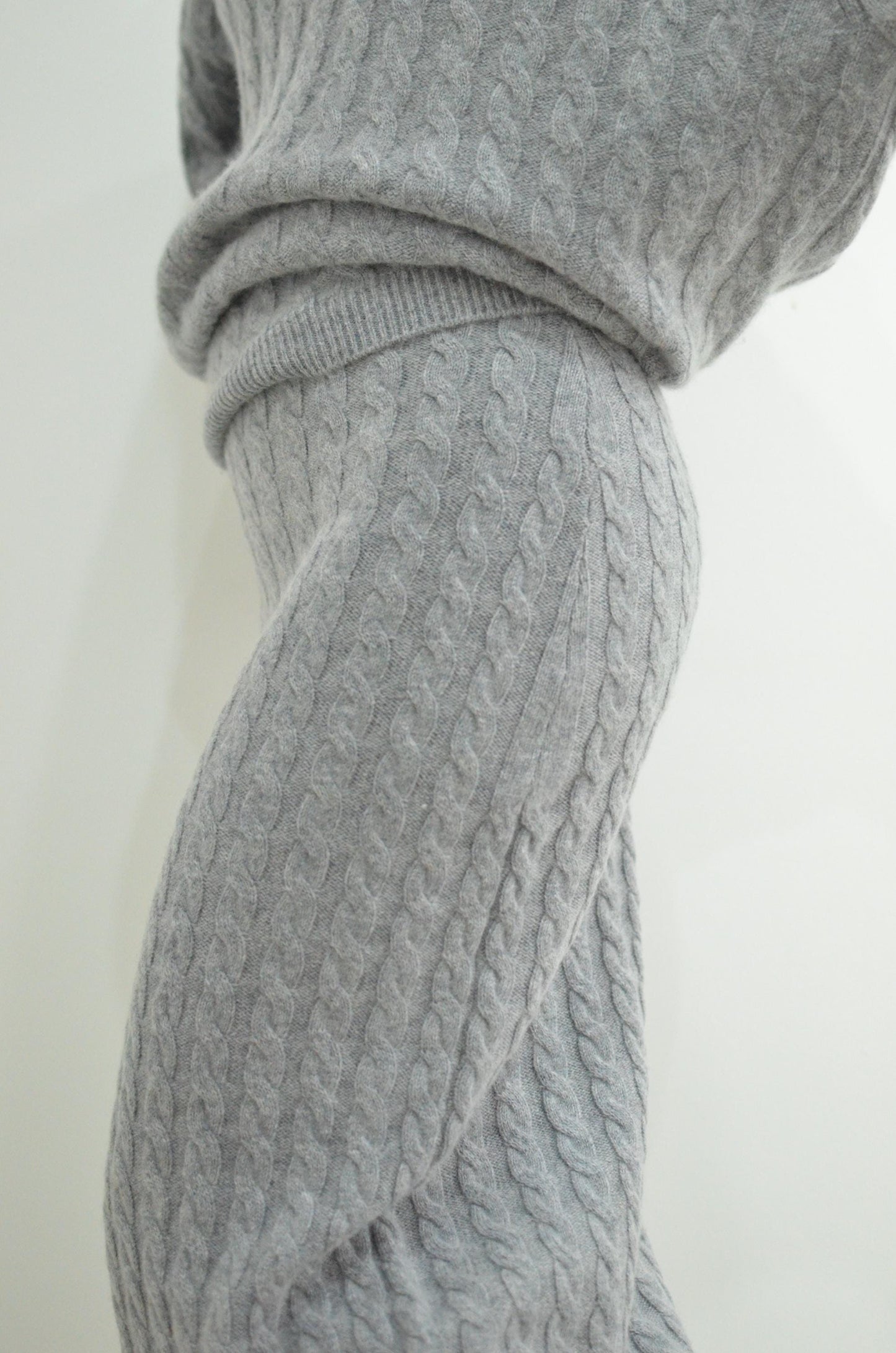 Cashmere Wool Blend Cable Knit Sweater and Pencil Skirt Set