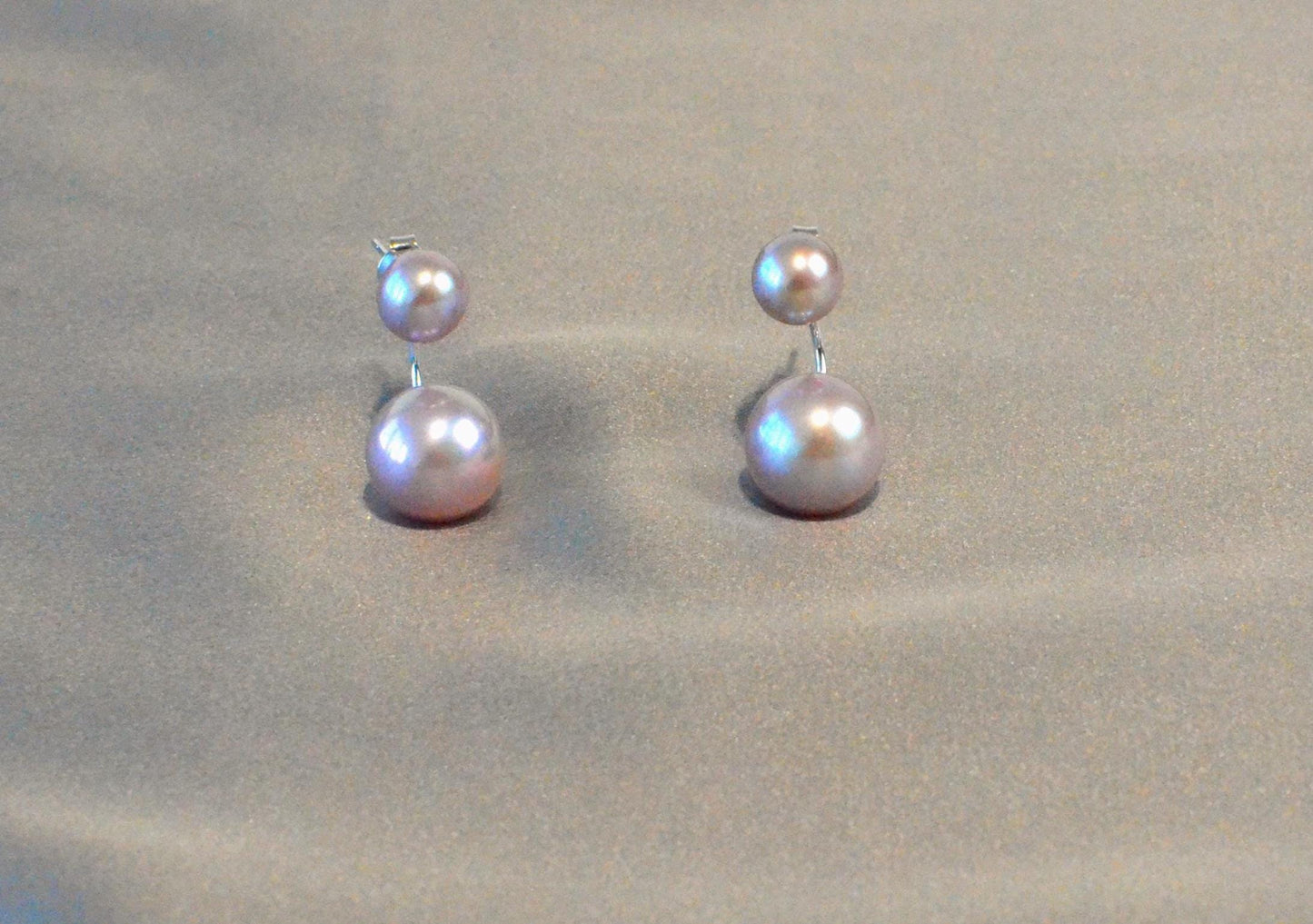 Champagne pink Freshwater Double Pearl Stud Earrings