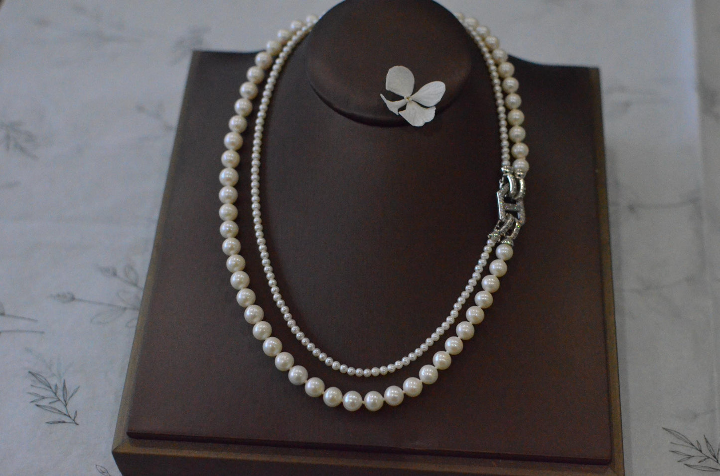 Double-Strand Freshwater Pearl Necklace: Sterling Silver Clasp, Bridal Jewelry
