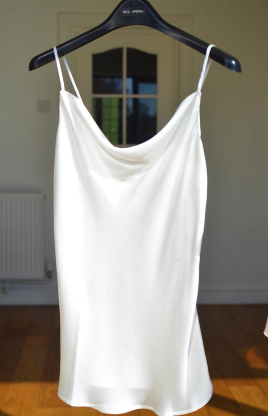 Mulberry Silk Camisole Top: Cowl Neck Spaghetti Strap