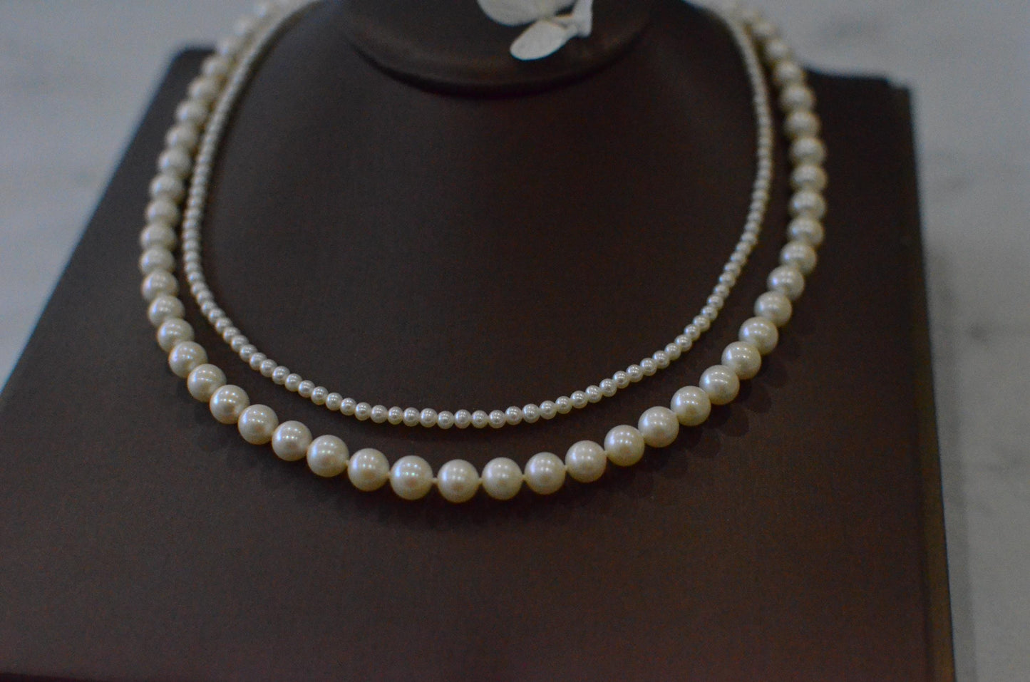 Double-Strand Freshwater Pearl Necklace: Sterling Silver Clasp, Bridal Jewelry