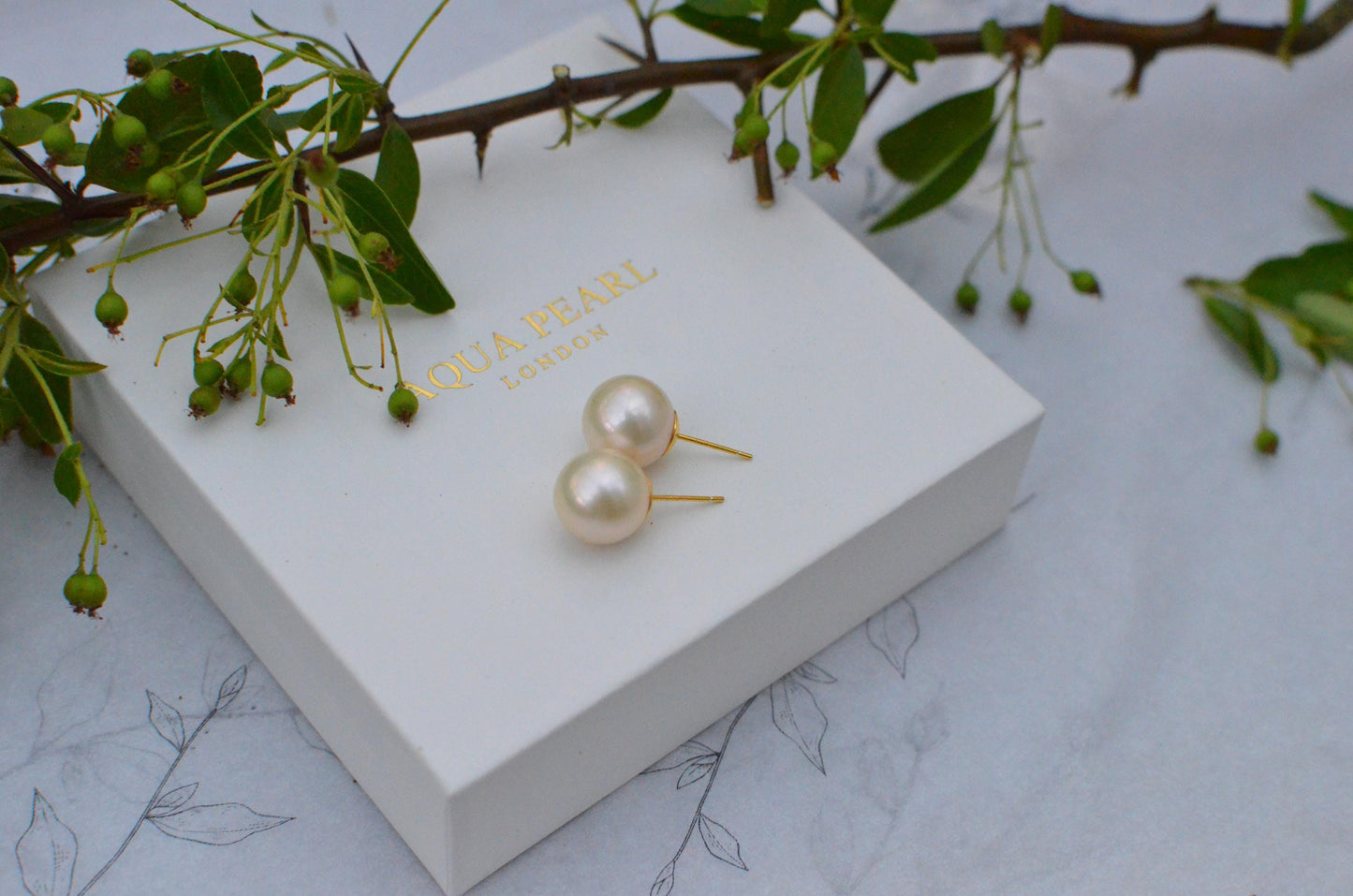 Round Freshwater Pearl Drop Stud Earrings