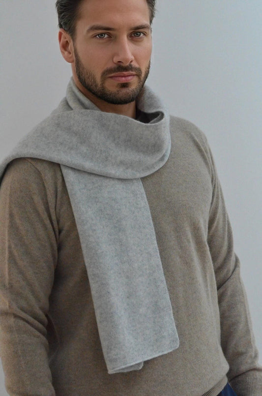 Cashmere Scarf: Extra Soft, Warm, Grey White Sand