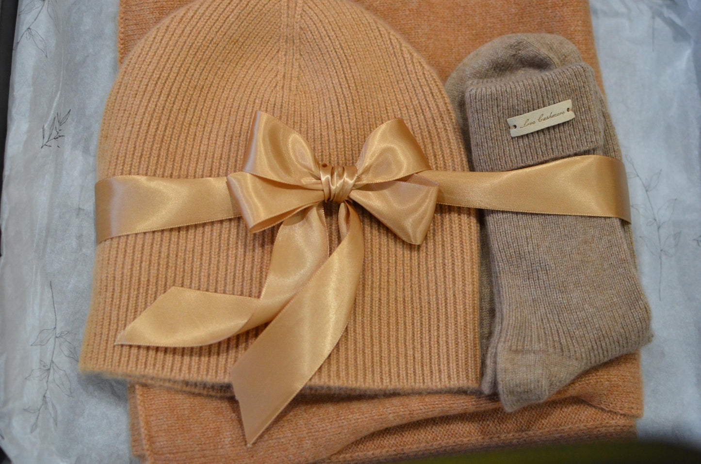 Cashmere Gift Set: Scarf, Beanie  Socks christmas gift box for him