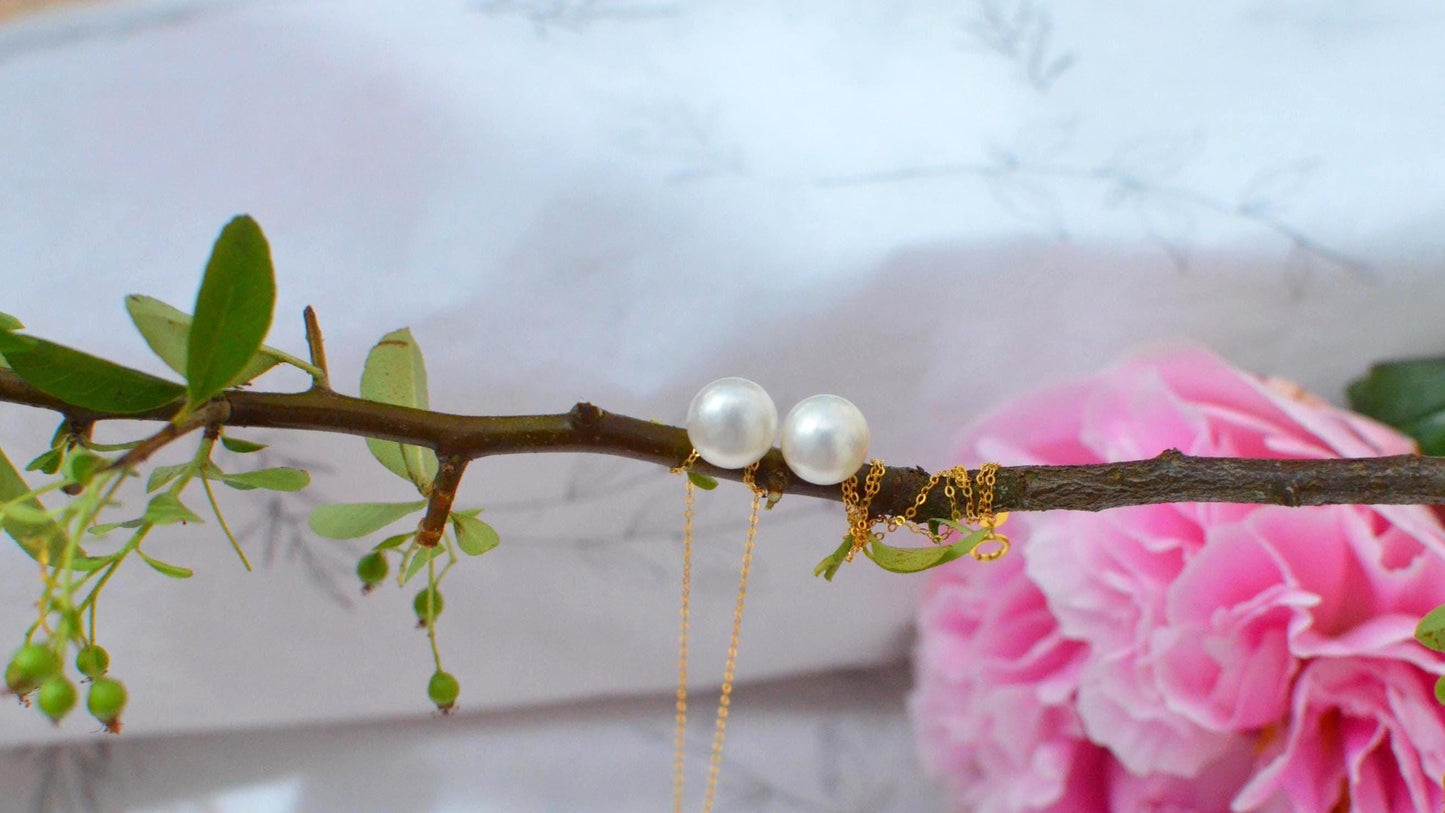Freshwater Pearl Stud Earrings, 14k Gold Filled or Sterling Silver Bun