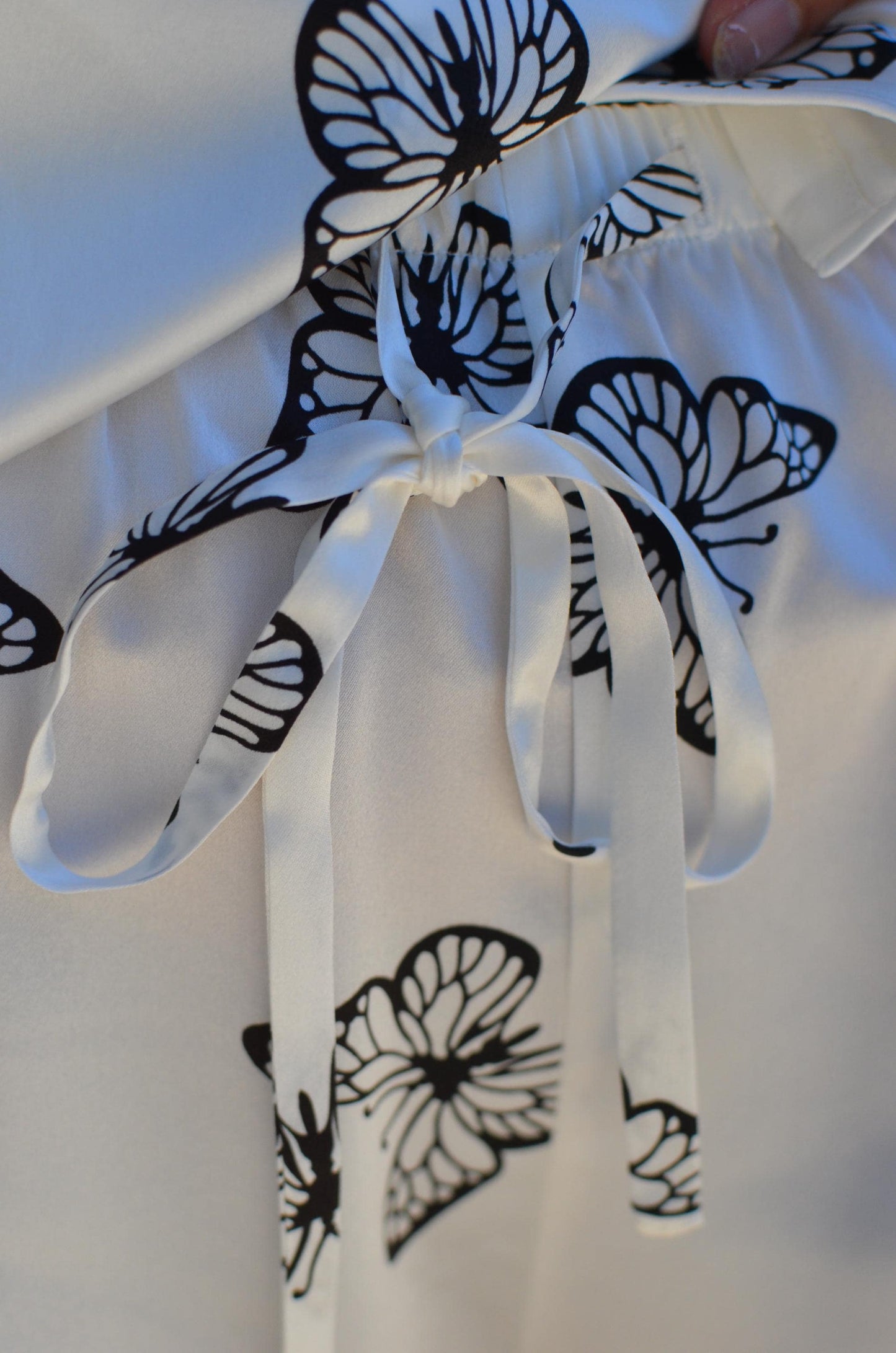 Mulberry Silk Pajama Set: Butterfly Print Loungewear