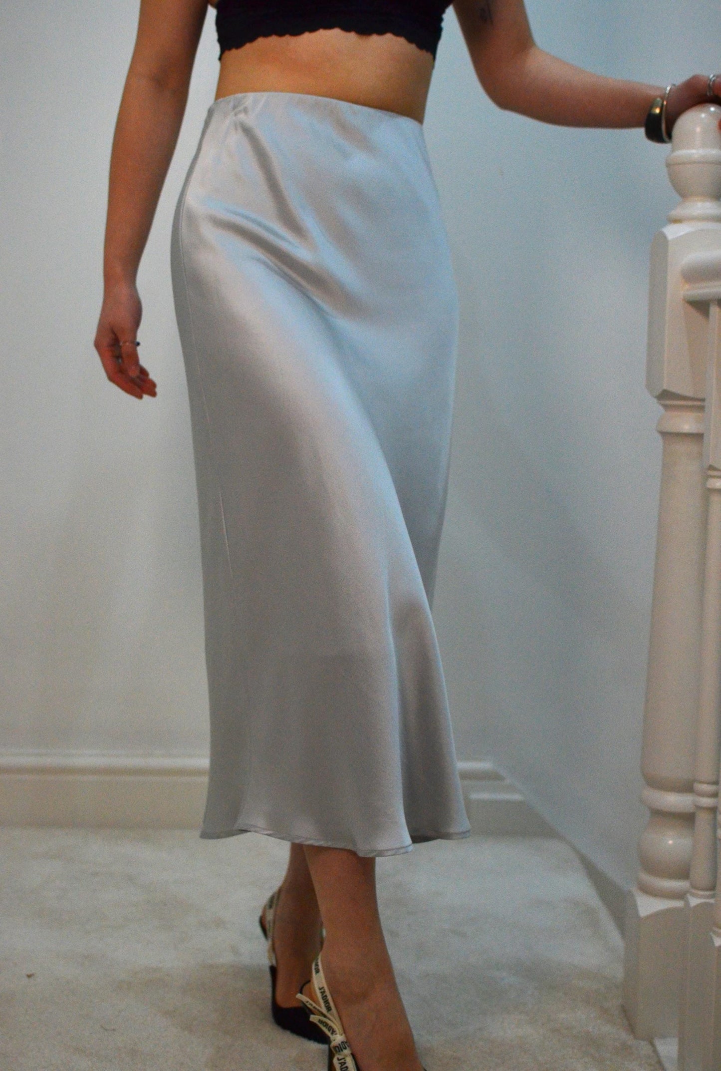 22 Momme Mulberry Silk Midi Skirt - High Waist 6A Grade