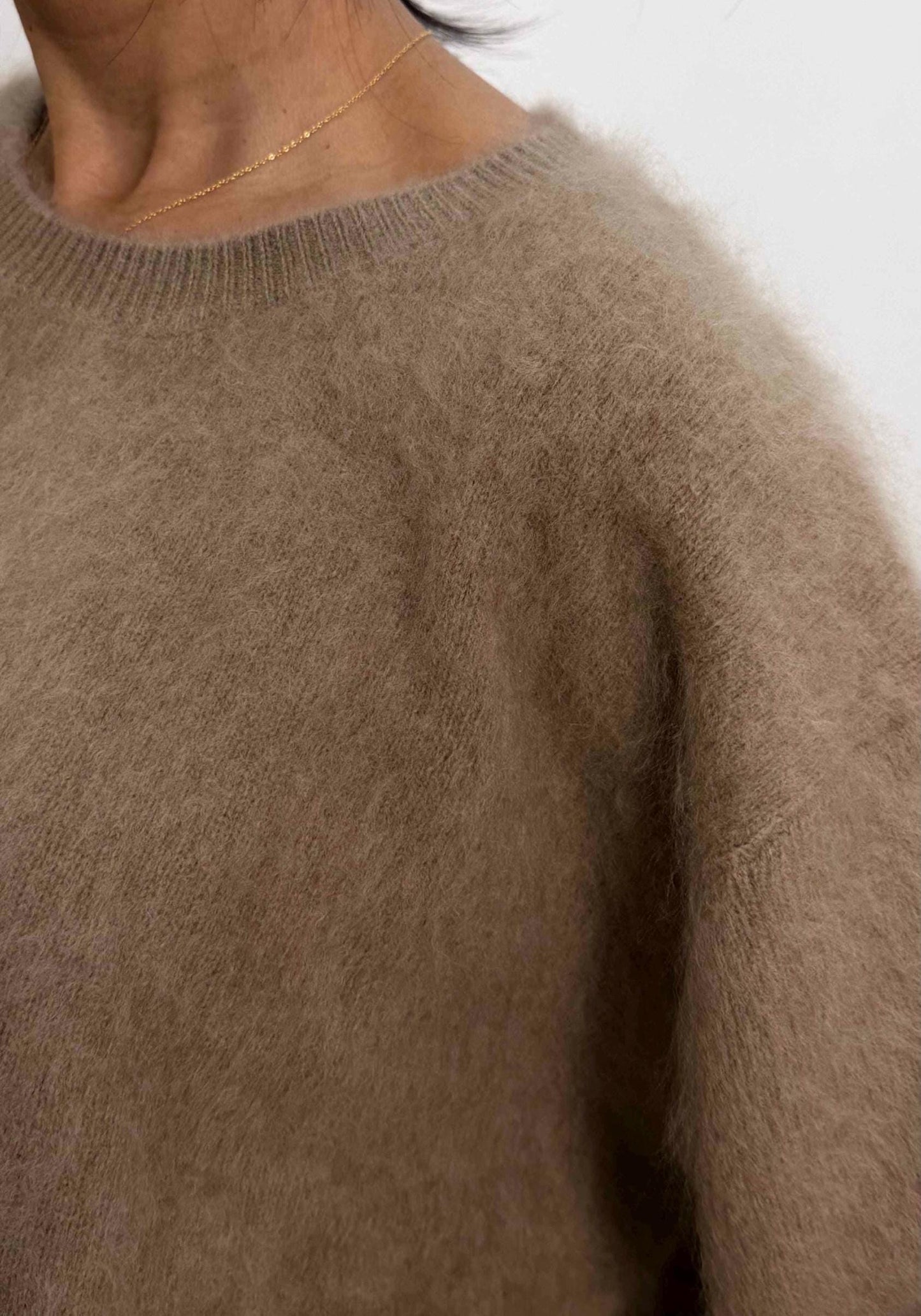 Brushed Cashmere & Wool Blend Fuzzy Sweater