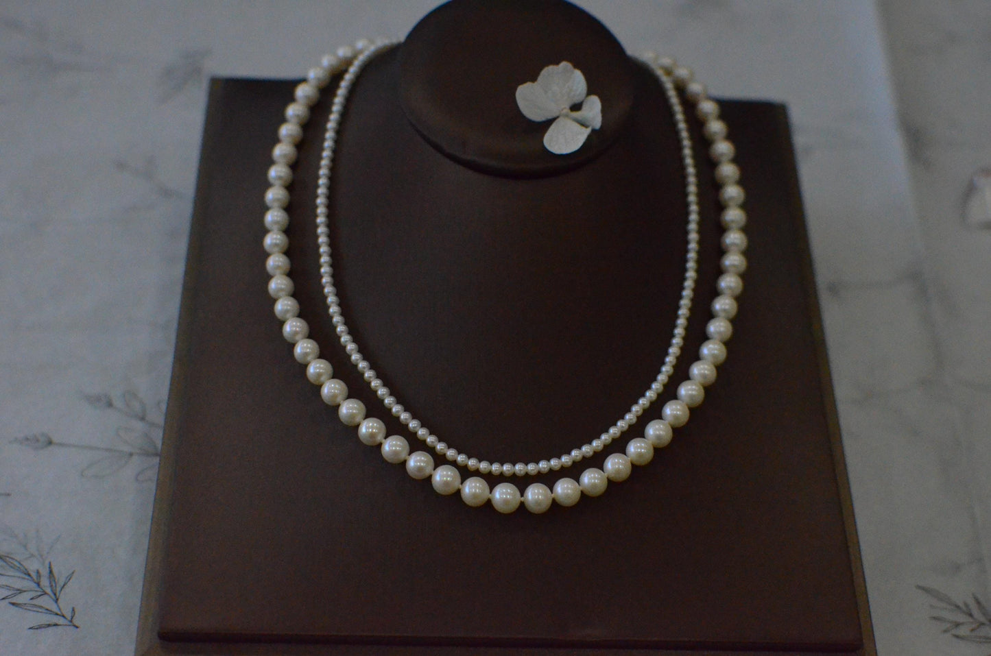 Double-Strand Freshwater Pearl Necklace: Sterling Silver Clasp, Bridal Jewelry