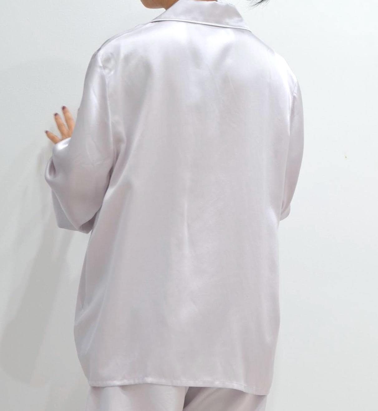 6A Grade Mulberry Silk Pajama Set: Purple Loungewear with White Piping