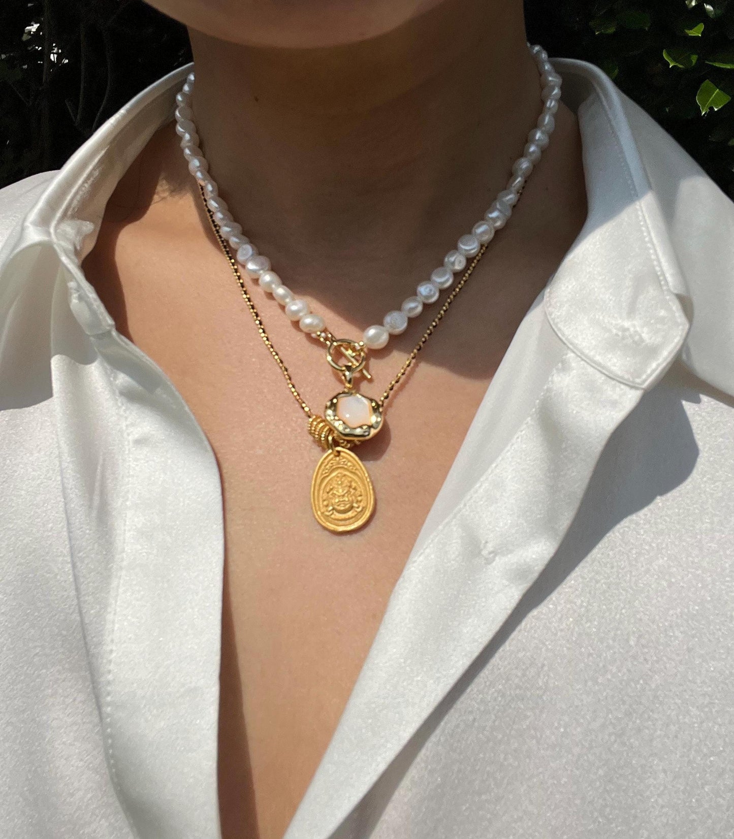 Three Elegant Layered Adjustable Necklace Set, can wear individually.