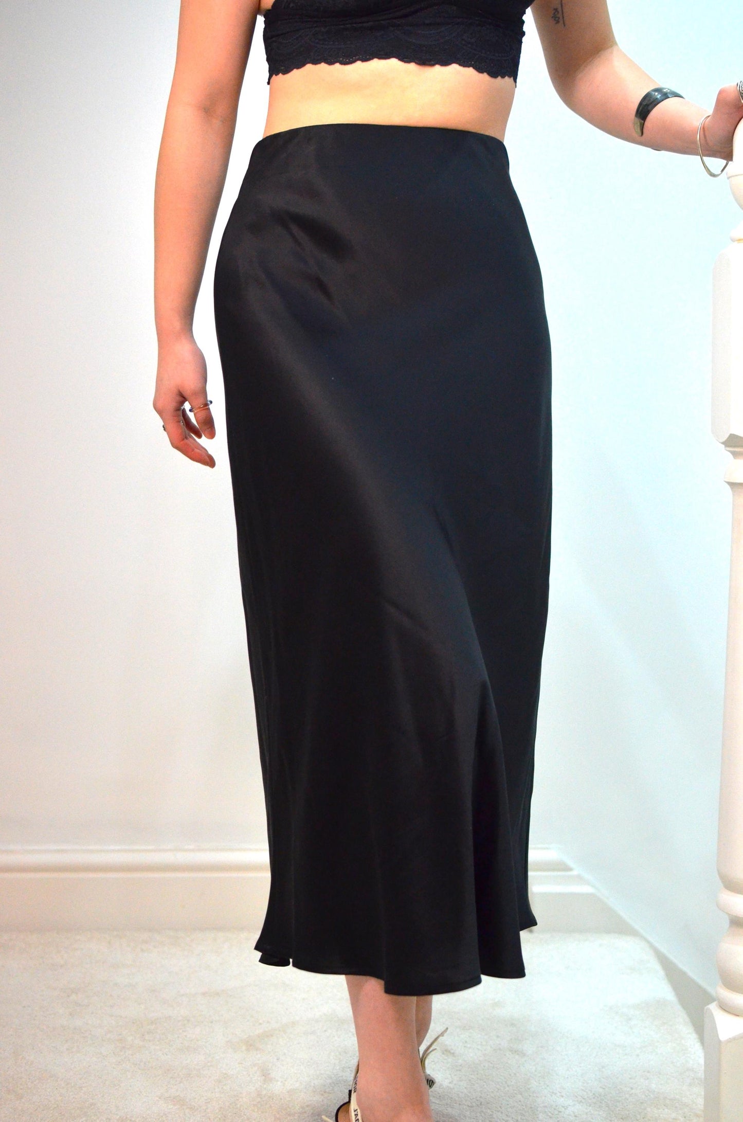 22 Momme Mulberry Silk Midi Skirt - High Waist 6A Grade