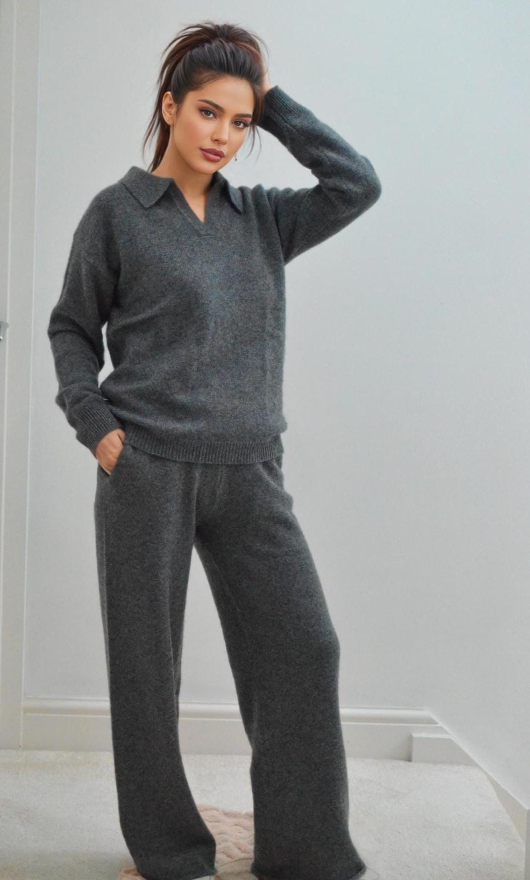 Cashmere and wool blend Sweater and Trousers Set: Women's Loungewear